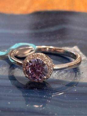 Tanzanite and CZ Sterling Silver Halo Ring Size 8 NWT